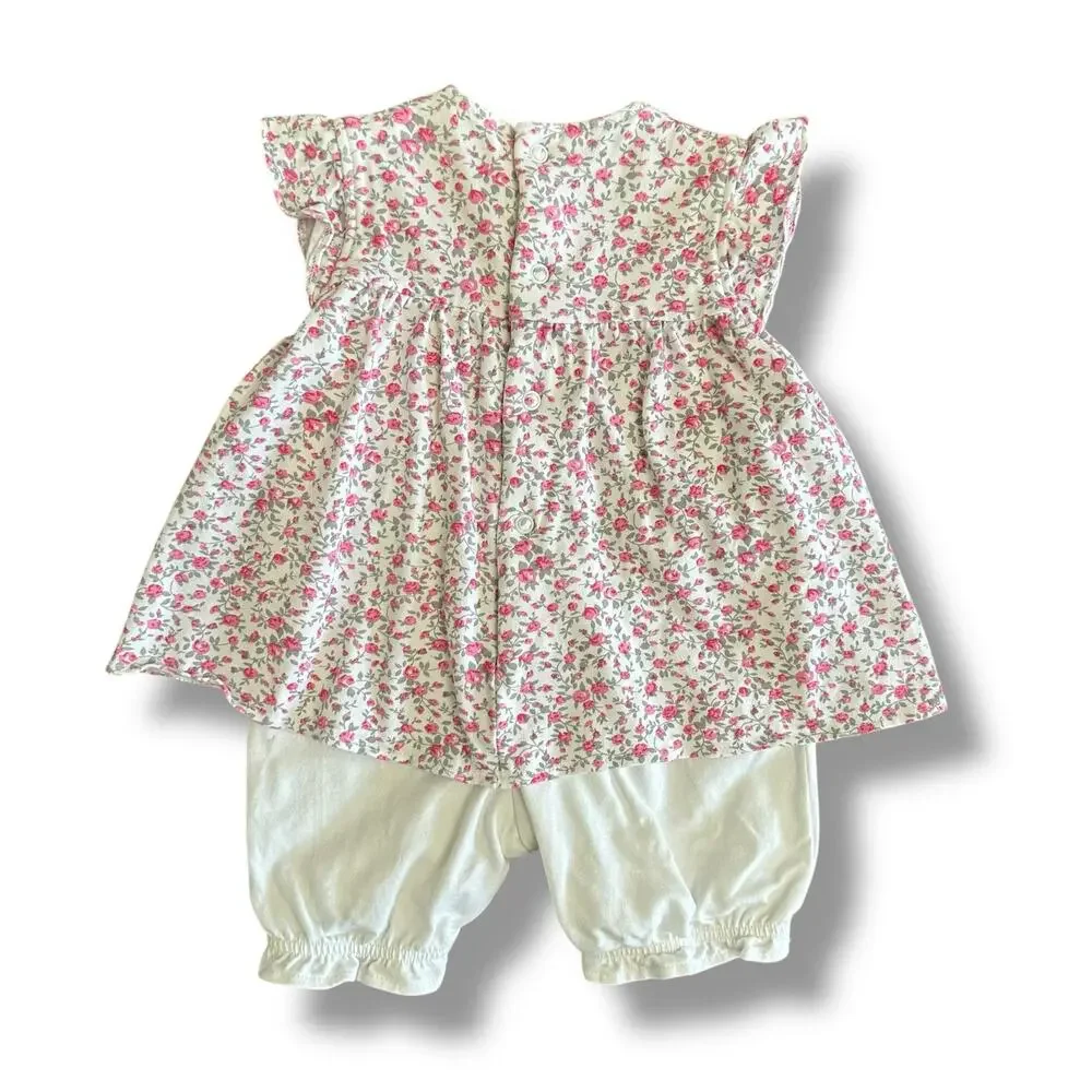 Émile et Rose Baby Girl 2-in-1 Romper Dress Outfit 3M Pink Floral Cotton‎ Blend